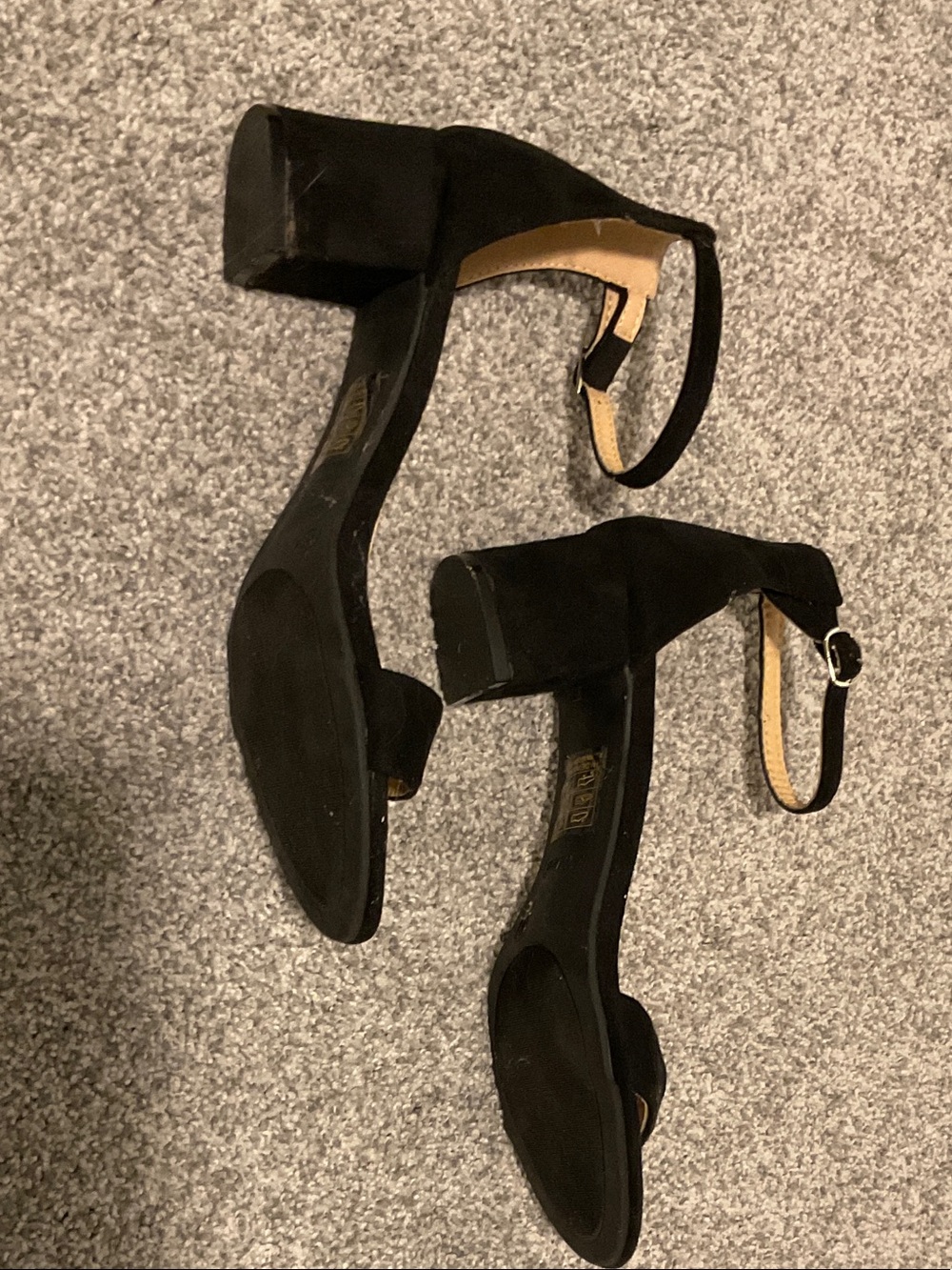 Bella Marie Black Open-Toe Ankle-Strap Block Heels - Picture 3 of 3